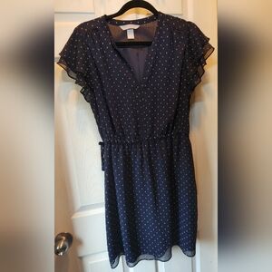 H&M Blue Ruffled Smocked Midi Sundress
